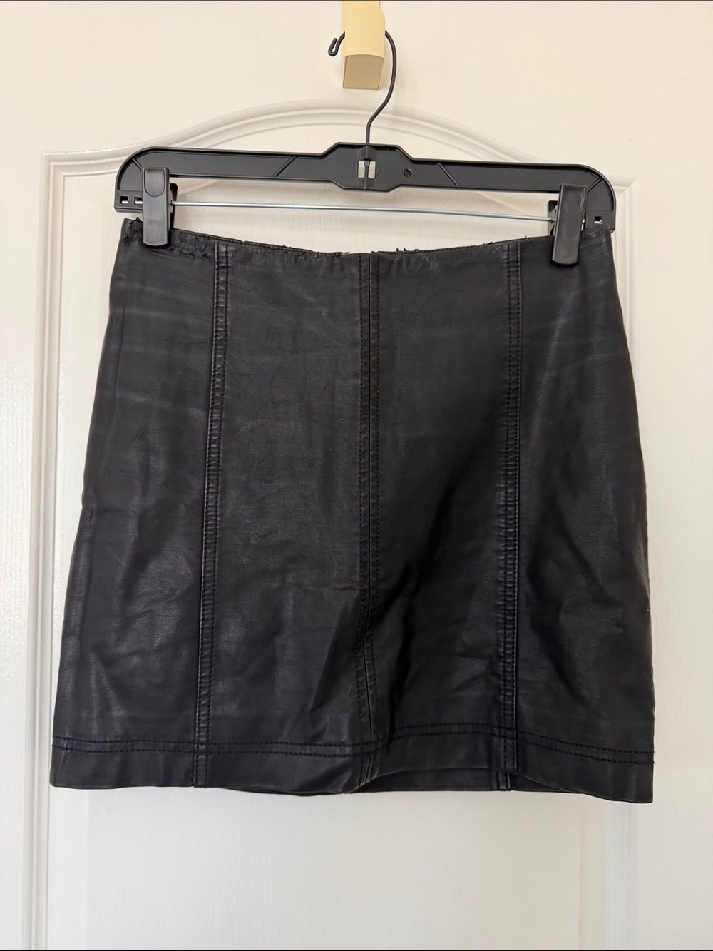 Free People Black Faux Leather Mini Skirt